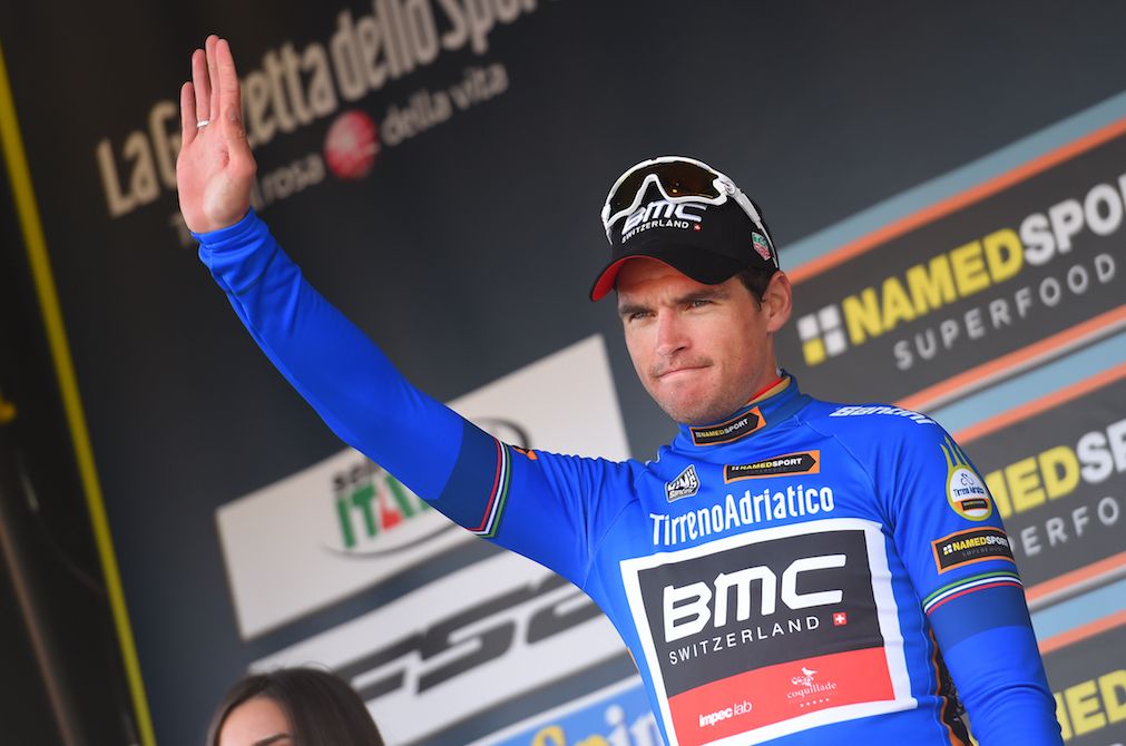 Greg Van Avermaet in the Tirreno-Adriatico leader's jersey