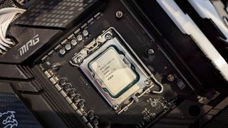 Intel Core i5-13600K processor in motherboard socket