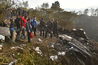 Aftermath of a plane crash in Nepal. 