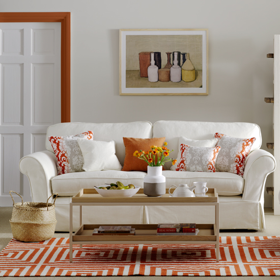 living room with white walls and sofa