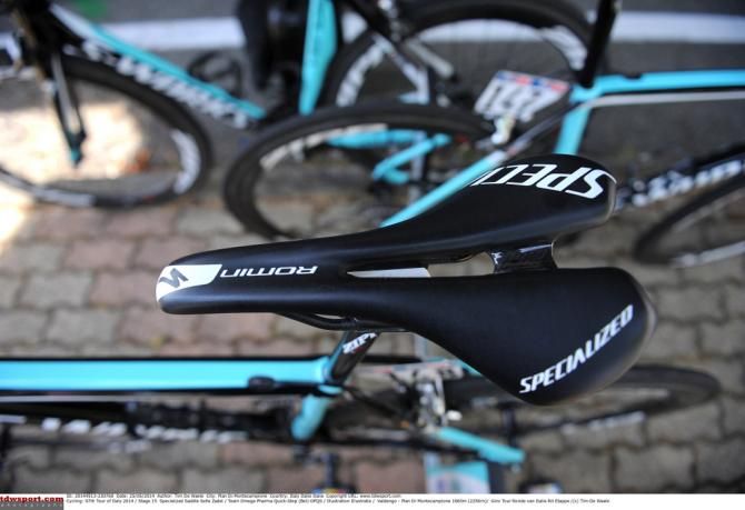 Omega Pharma-Quick Step's saddle on display