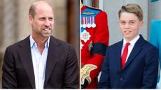 A composite of a picture of Prince William at the Natural History Museum in 2025 and a picture of Prince George at Trooping the Colour 2025
