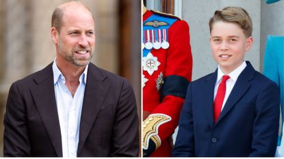 A composite of a picture of Prince William at the Natural History Museum in 2025 and a picture of Prince George at Trooping the Colour 2025
