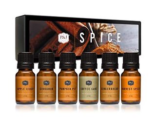 P&j Trading Spice Set of 6 Premium Grade Fragrance Oils - Cinnamon, Harvest Spice, Apple Cider, Coffee Cake, Gingerbread, Pumpkin Pie - 10ml