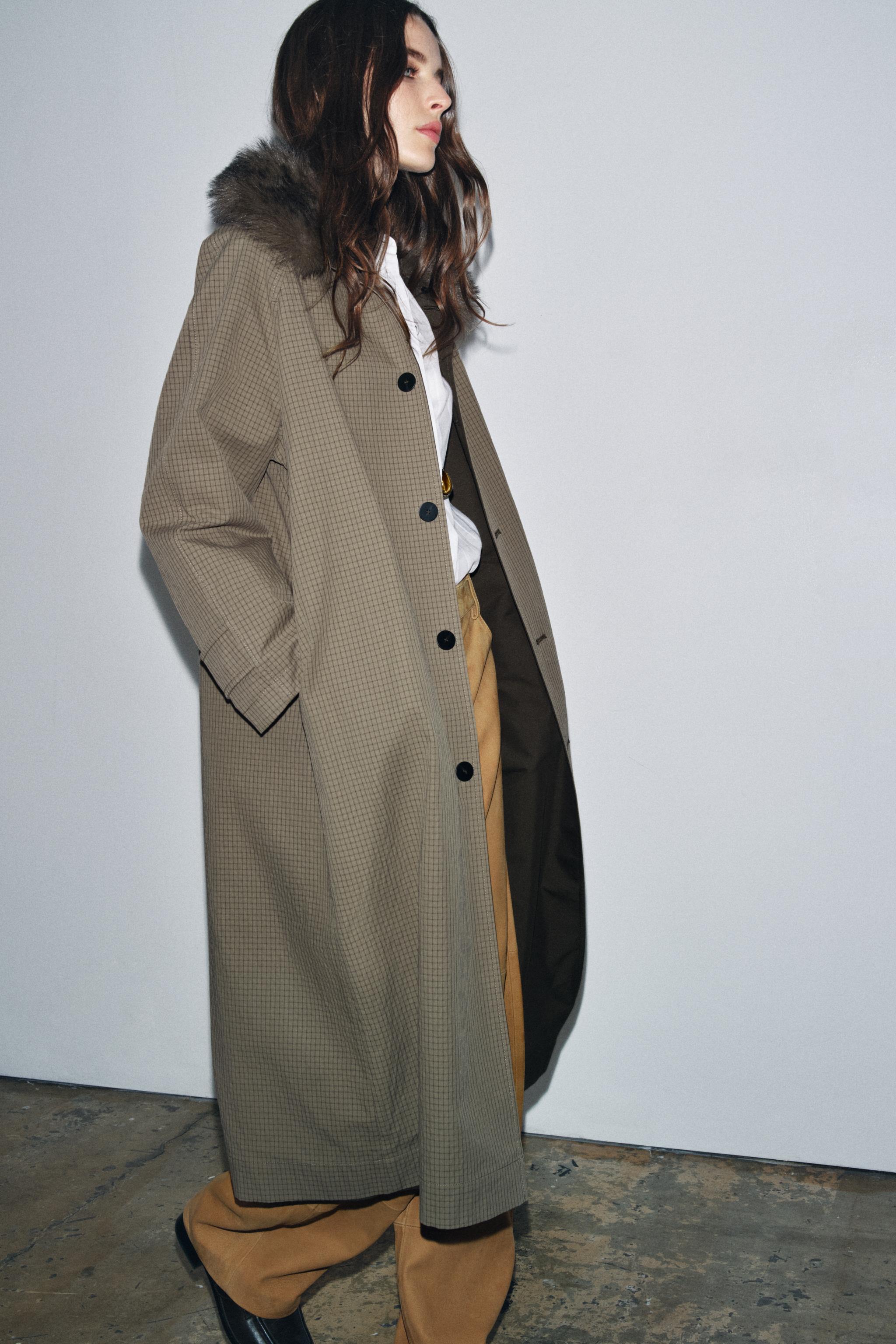 Zw Collection Limited Edition Reversible Faux Fur Collar Trench Coat