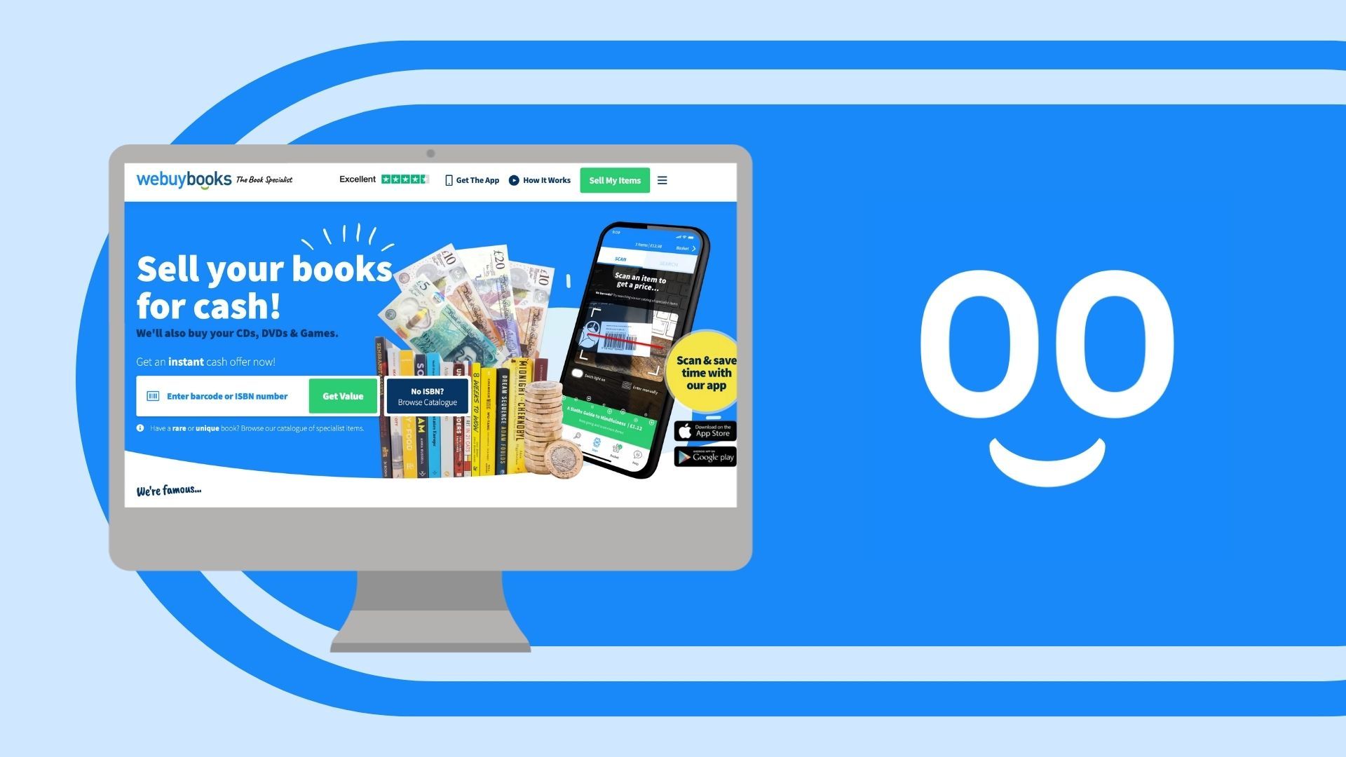Selling books online - WeBuyBooks logo and screenshot