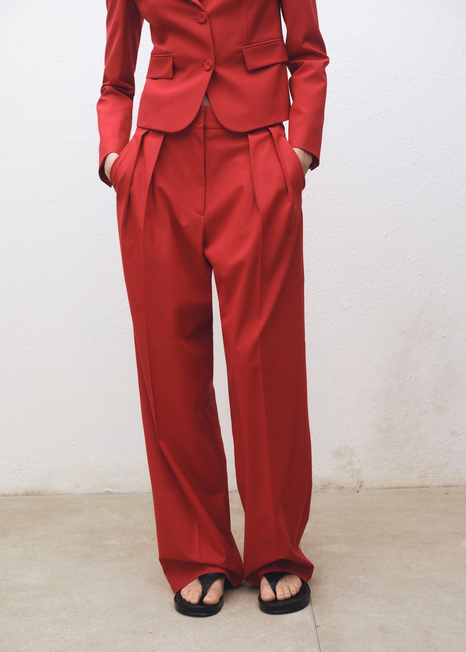 Mango Wide-Leg Wool-Blend Pants
