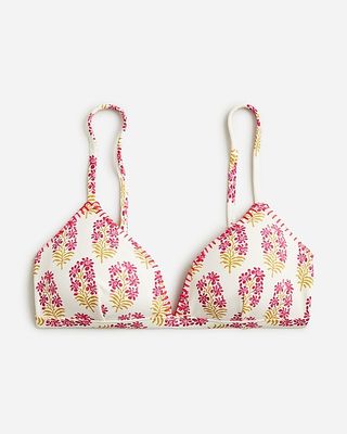 New French Bikini Top in Berry Block Print