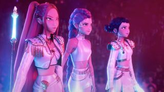 Huntr/x singing This Is What It Sounds Like in KPop Demon Hunters.