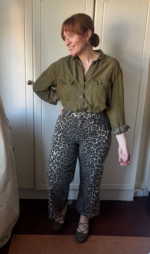 matilda wearing the h&amp;amp;M leopard print jeans