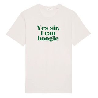 Yes Sir I Can Boogie Oversized Retro Slogan T-Shirt - Vintage White by Fanclub