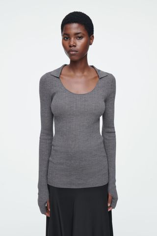 The Open-Collar Merino Wool Top