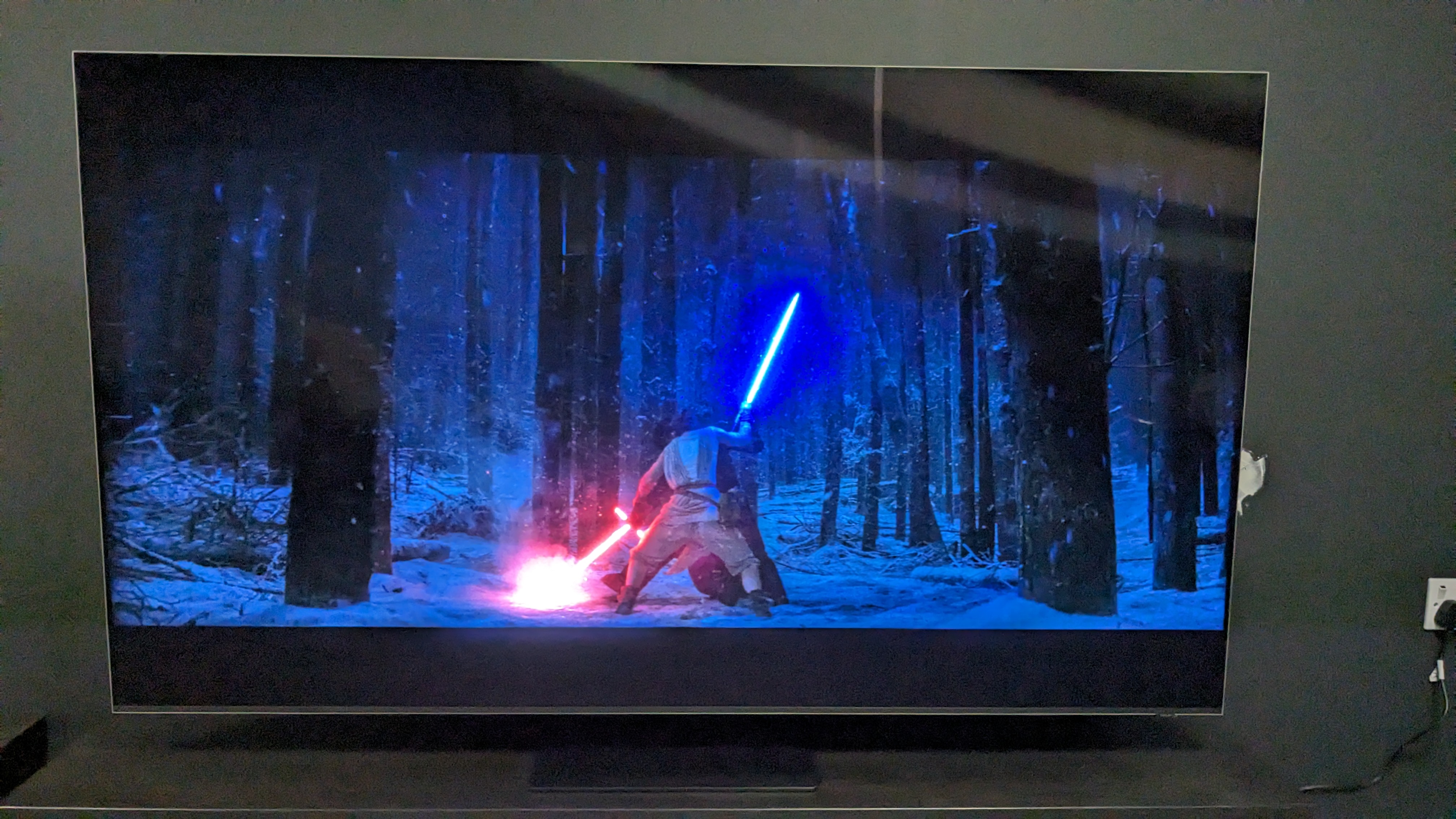 Samsung QN800D with Star Wars The Force Awakens on screen