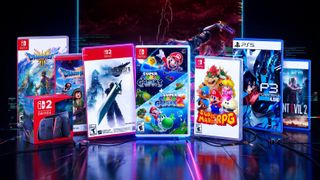 Game boxes on a shiny surface