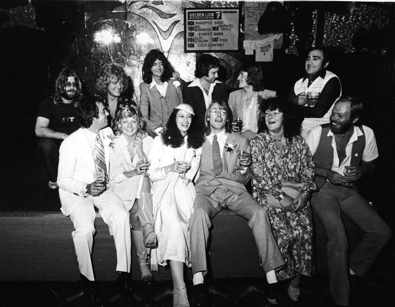 One pub, two bands, two rock marriages, as Led Zeppelin road manager Richard Cole and Bad Company drummer Simon Kirke get married on the same day.