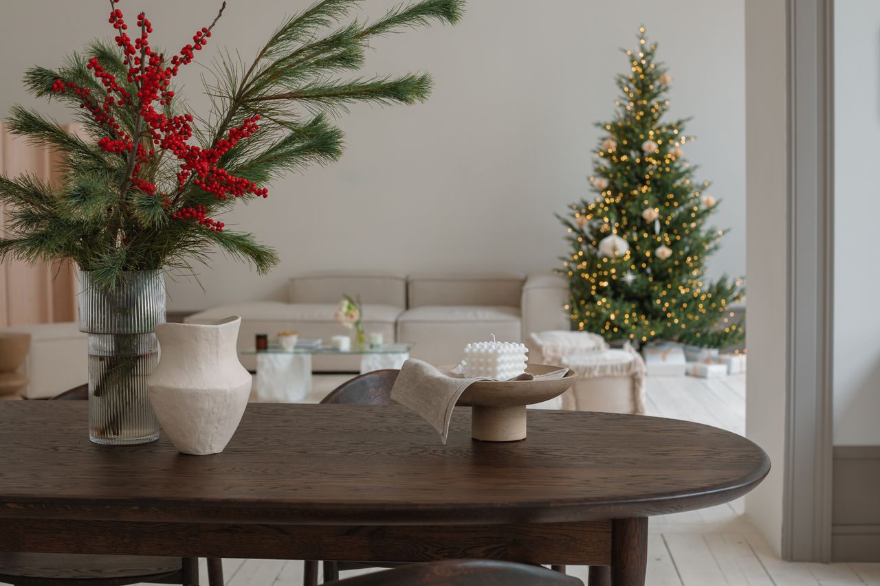 christmas living room dining room