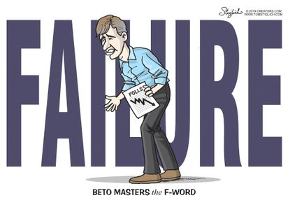 Political Cartoon U.S. Beto O'Rourke Failure Polls F-Bomb 2020 Election