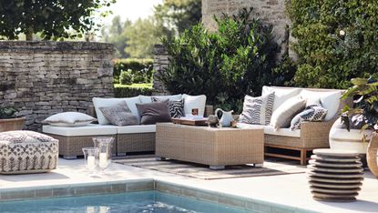 poolside patio with furniture from OKA