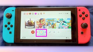 A photo of a Nintendo Switch console. The "Nintendo eShop" icon on the screen is highlighted.