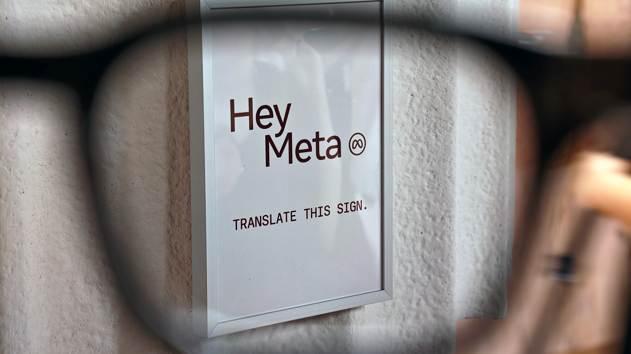 Meta Adventurer smart glasses with a "Hey Meta" sign