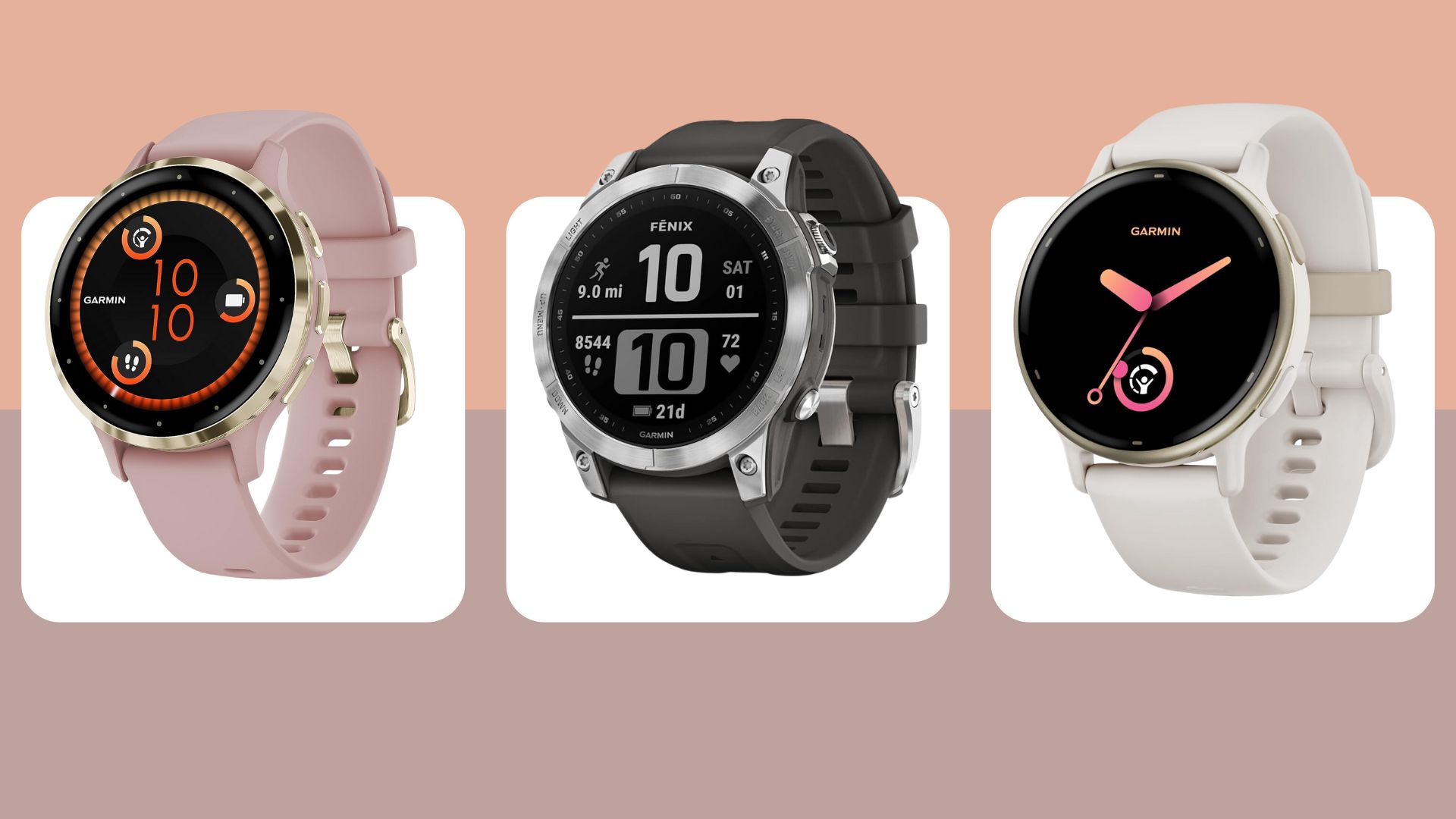 A selection of devices in the Garmin sale for Black Friday, including the Fenix 7, Vivoactive 5, and Venu 3