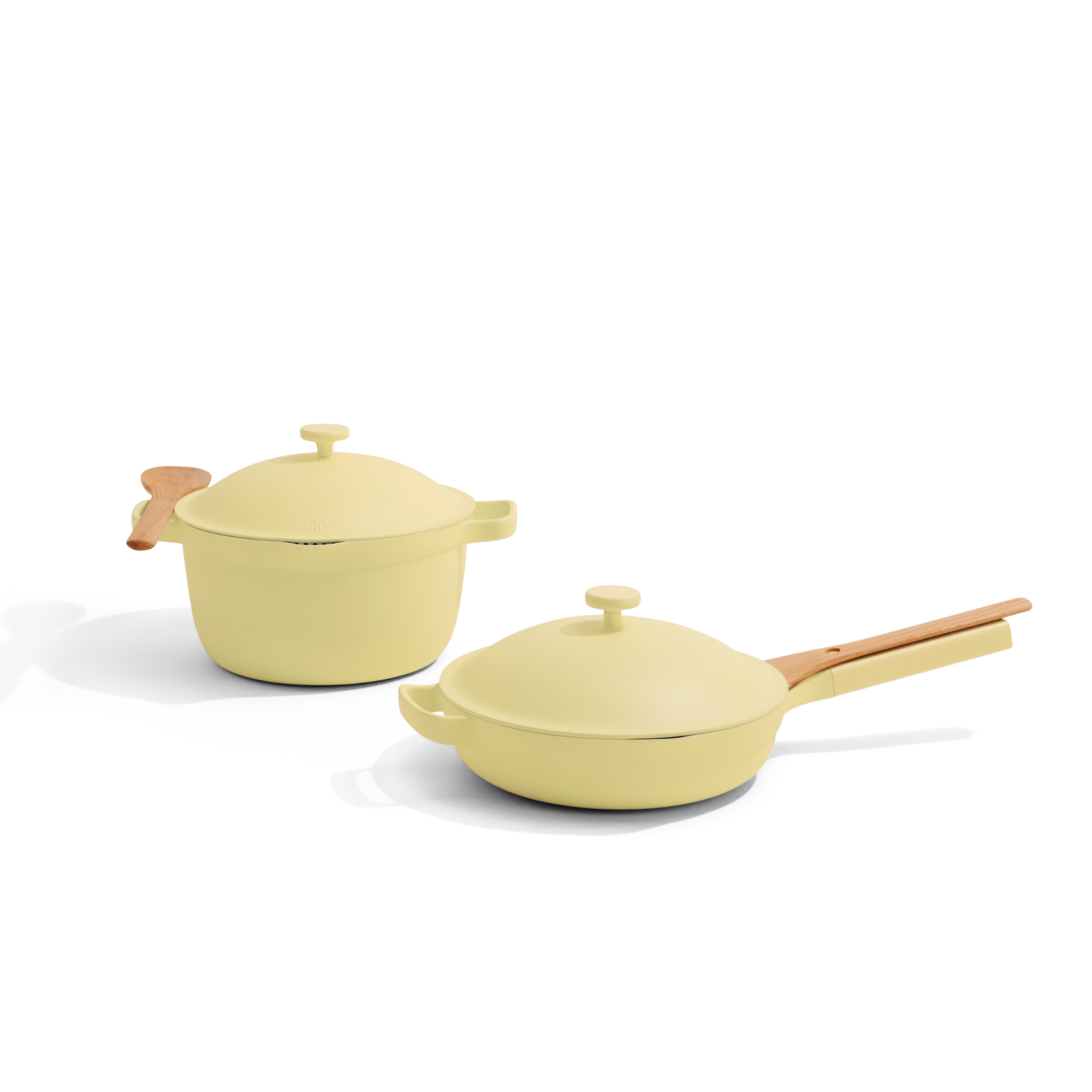 Our Place perfect pot and always pan in butter yellow.