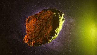 an illustration of an asteroid in space