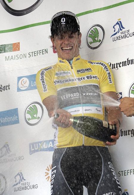 Linus Gerdemann (Leopard Trek) celebrates his overall win