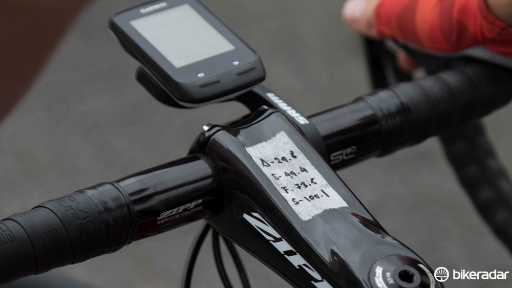 Knowing the key points of the race is crucial. It's common for riders to have this written on their stems - especially if a stage win is the plan