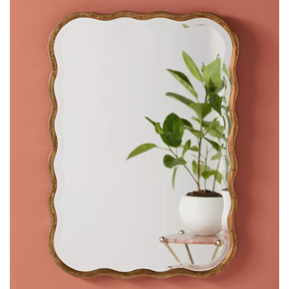 rectangle wall mirror with a brushed gold wavy border