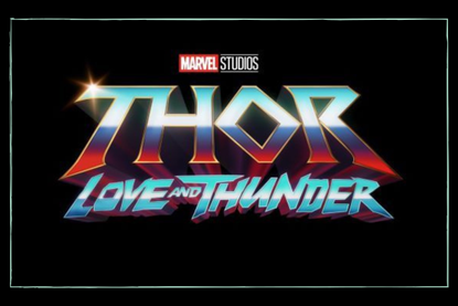 the Thor Love and Thunder logo with a green border around it