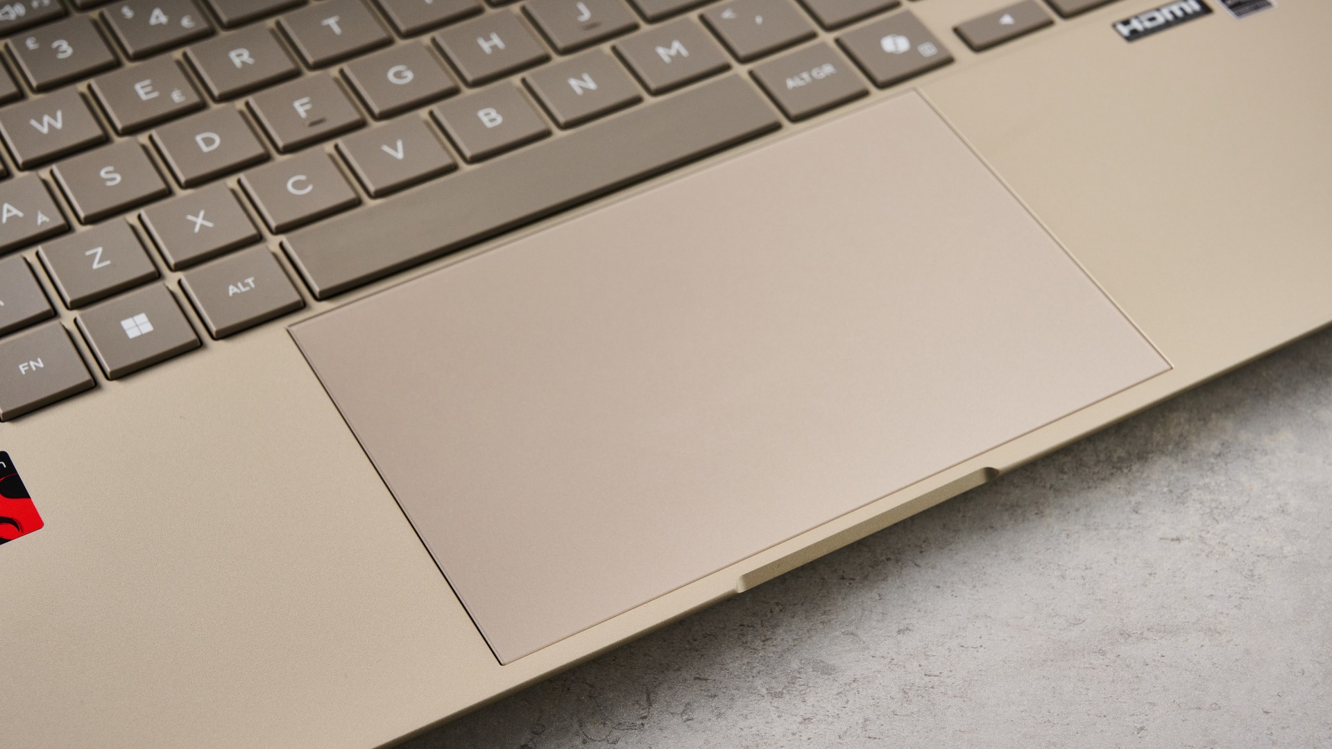 Close-up of touchpad on Asus Zenbook 14 2026