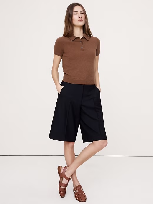 Banana Republic, Lightweight Cashmere Short-Sleeve Sweater Polo