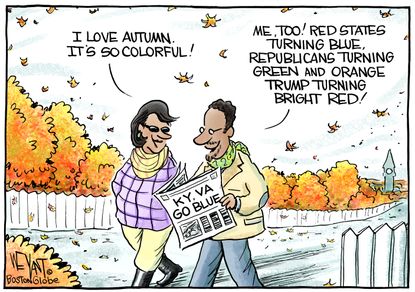 Political Cartoon U.S. Republican Democrat Fall Kentucky Virginia Elections