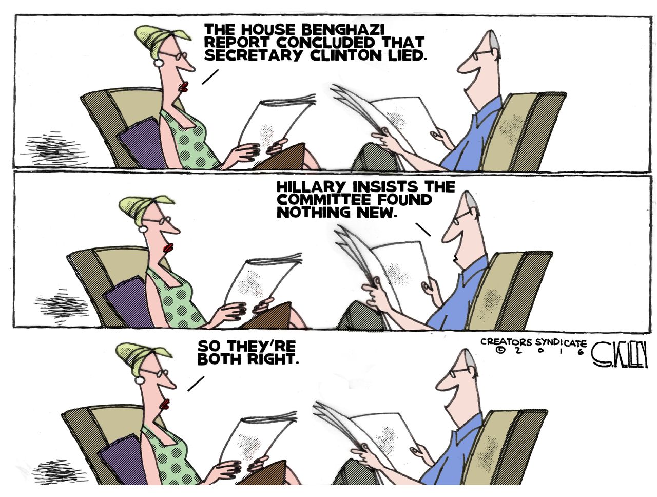 Political cartoon U.S. Benghazi headlines