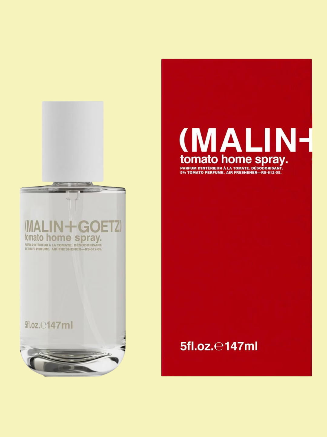 A bottle of tomato home spray from MALIN+GOETZ