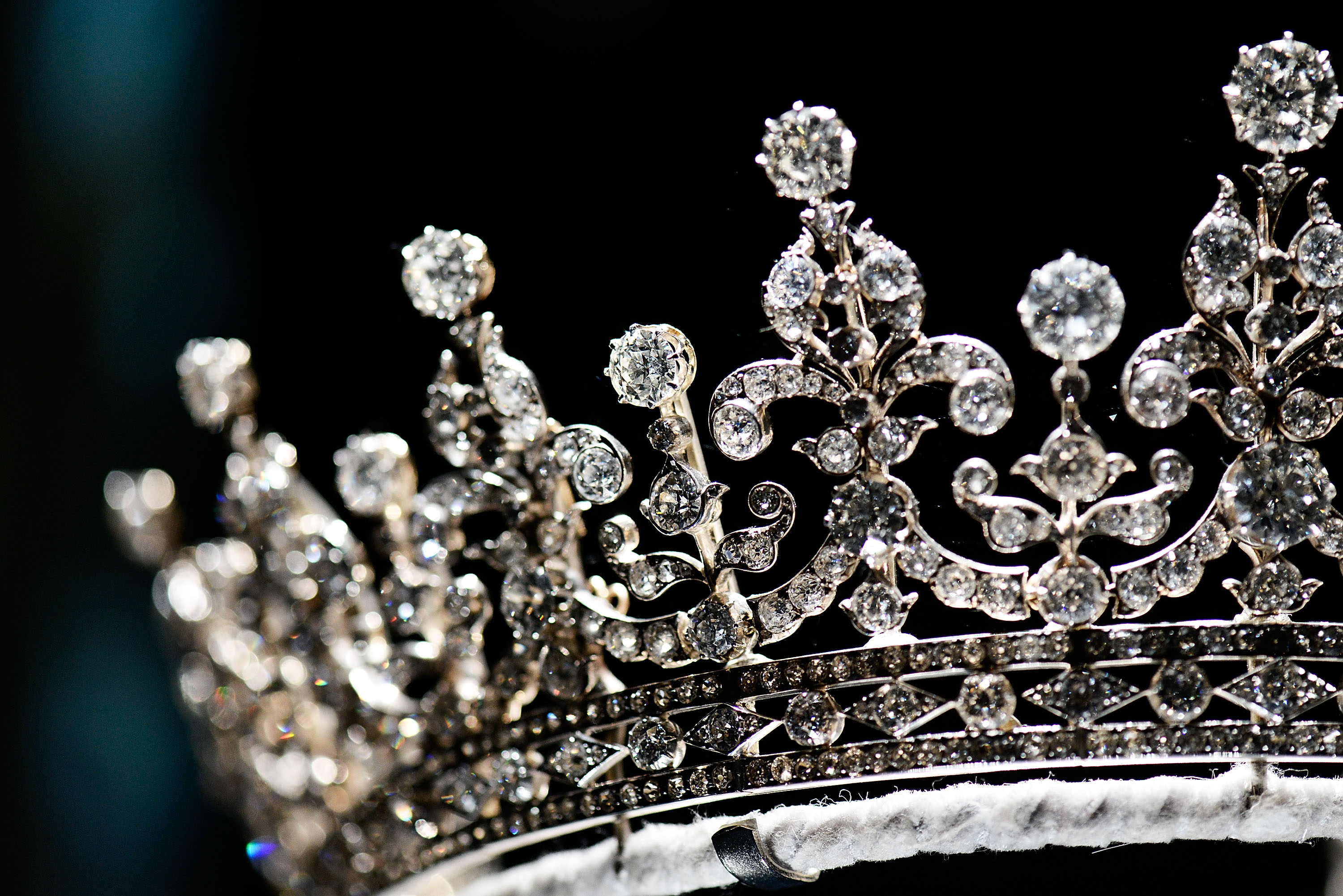 Close-up of a diamond tiara