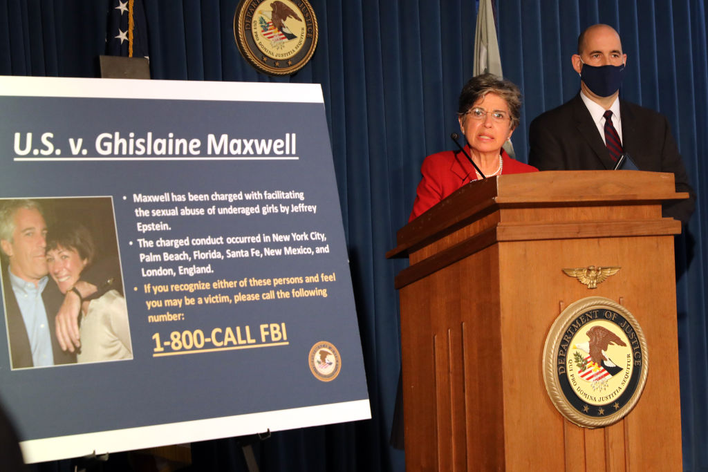 Acting United States Attorney for the Southern District of New York, Audrey Strauss, speaks to the media at a press conference to announce the arrest of Ghislaine Maxwell