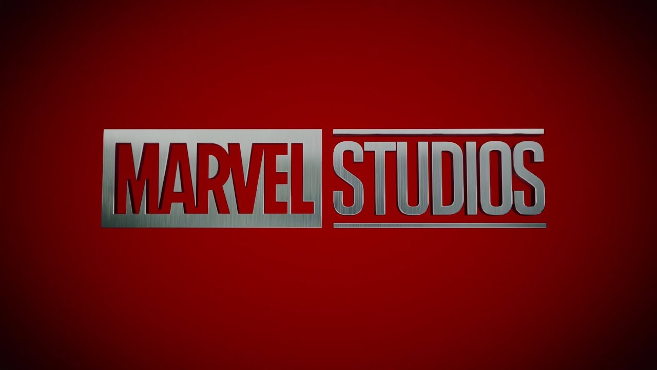 A screenshot of the official logo for Marvel Studios, which features silver writing on a red background