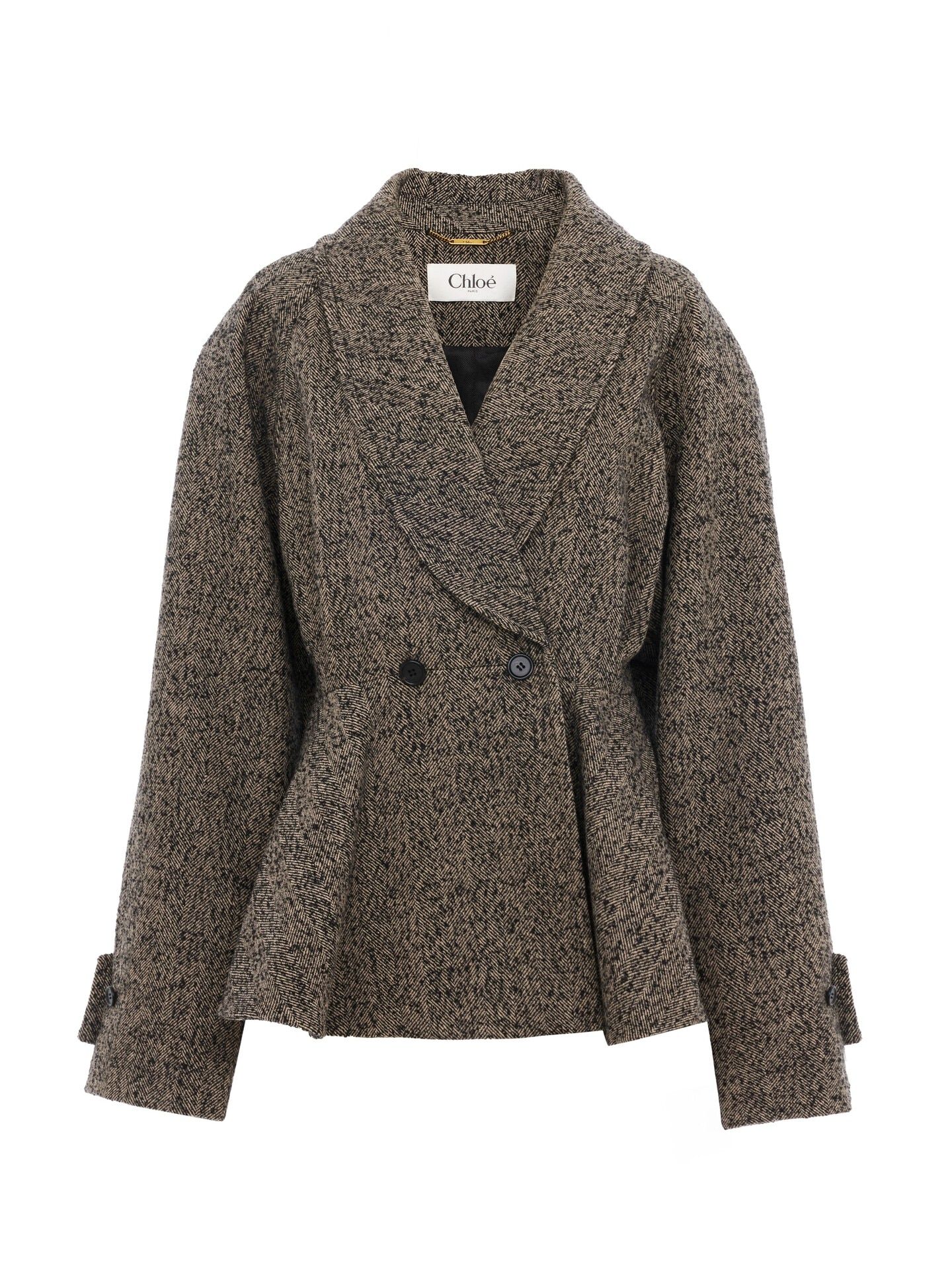 Short Riding Coat in Chevron Wool
