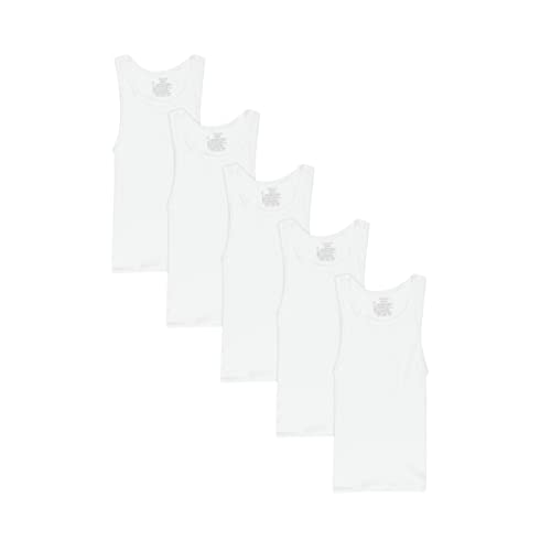Hanes Boys' Tank Undershirt, Ecosmart Cotton Shirt, Multiple Packs Available, White, Large