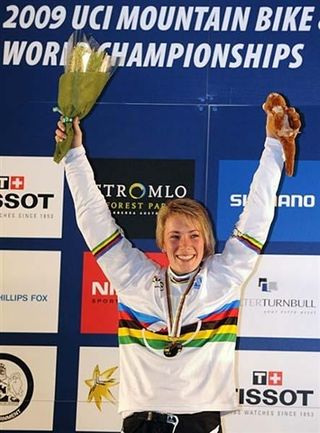 Caroline Buchanan (Australia) celebrates her four cross world title.