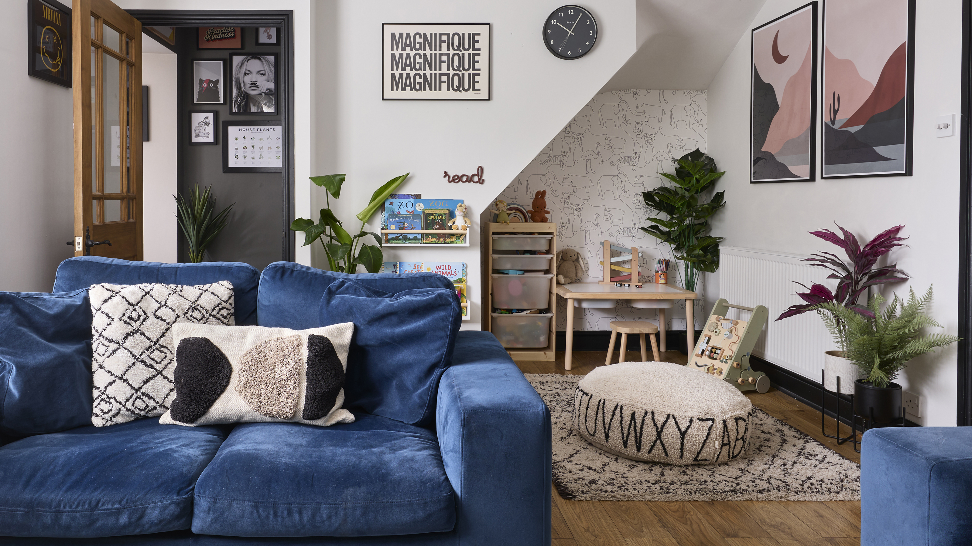 Living room with play area in the corner