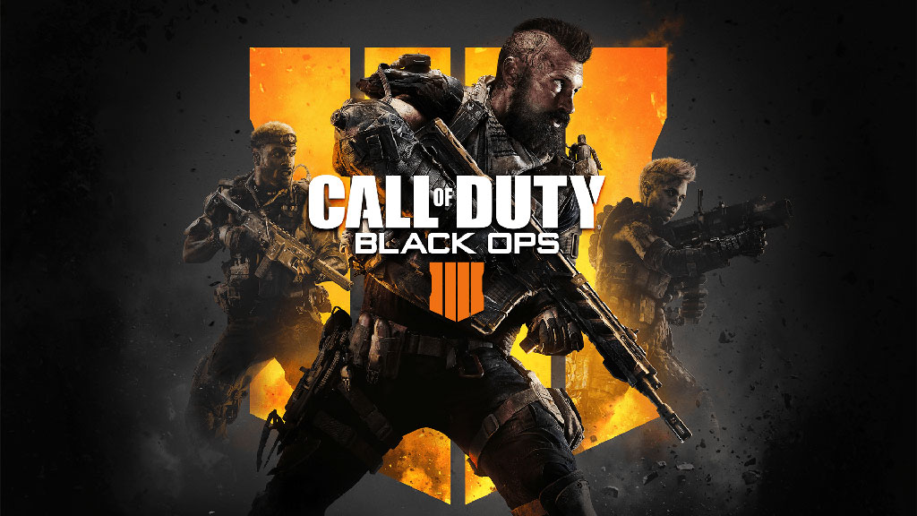 Cover art for Call of Duty: Black Ops 4, which shows a soldier holding a gun.