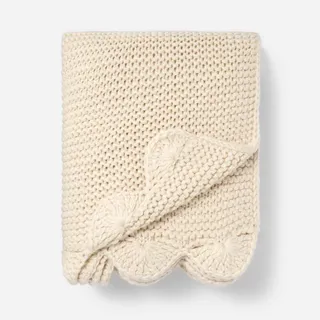 Knit Scalloped Edge Throw Blanket Cream - Threshold™ Designed With Studio Mcgee