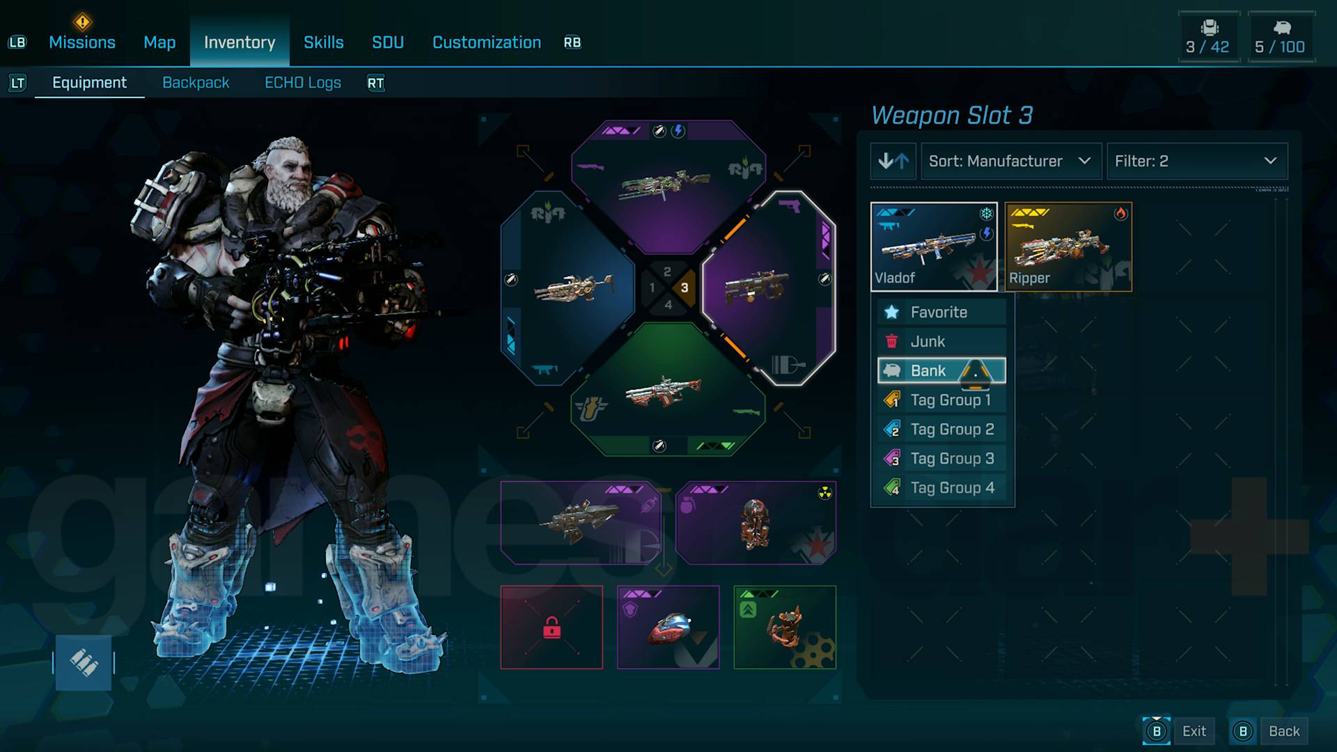 Borderlands 4 bank tag in inventory screen