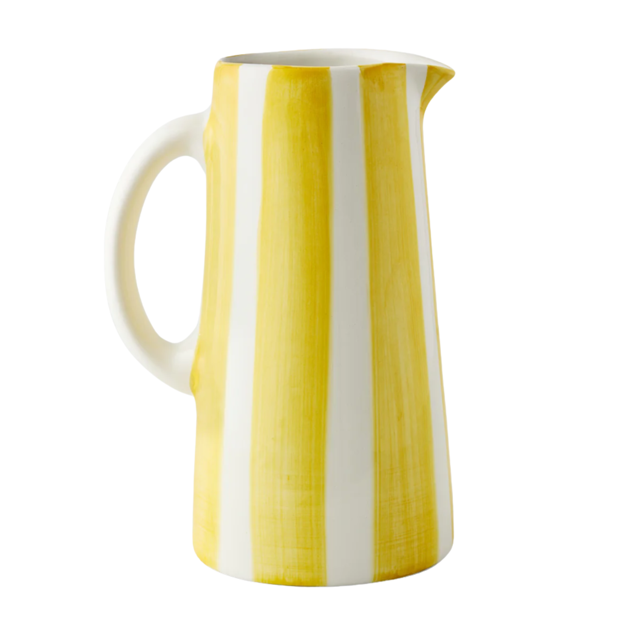 a striped yellow and white jug