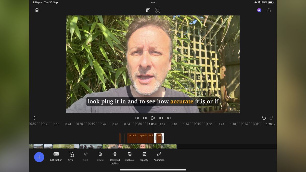 Adobe Premiere on iPhone during our review