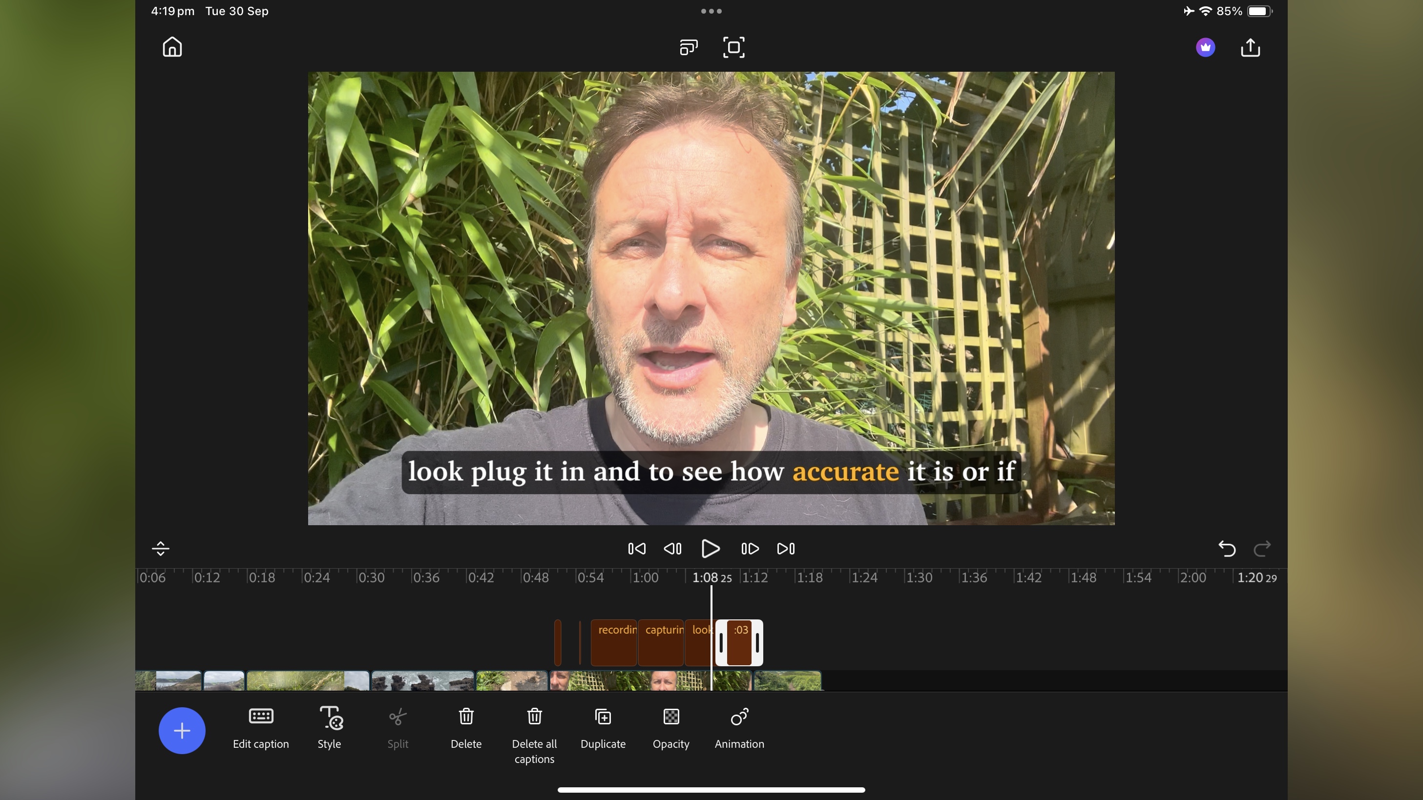 Adobe Premiere on iPhone during our review