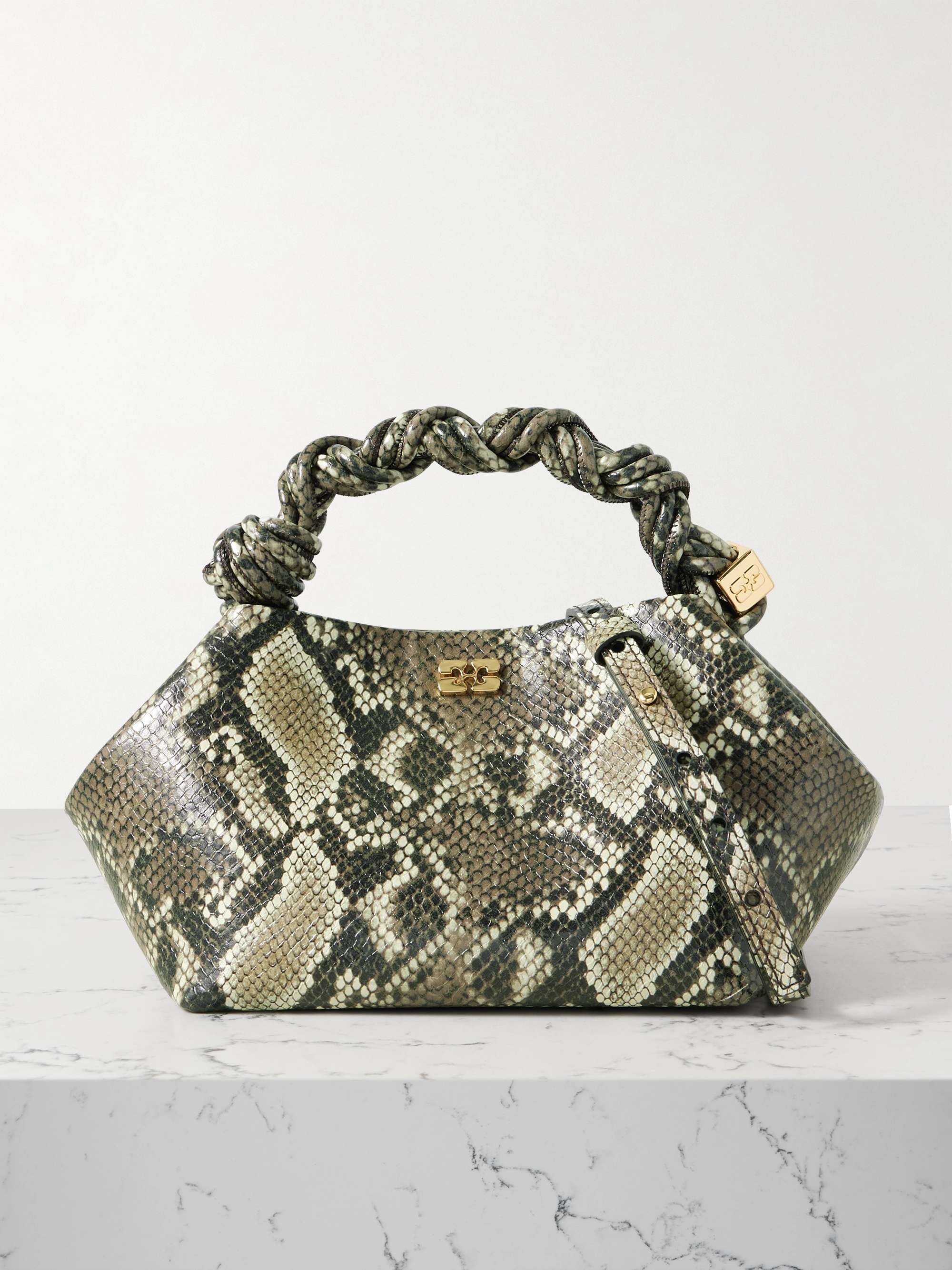 Bou Snake-Effect Recycled Leather-Blend Shoulder Bag